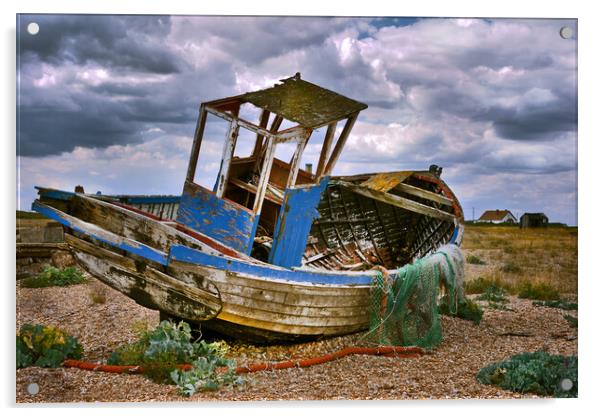 Wrecked Trawler at Dungeness Beach Acrylic by Dave Williams