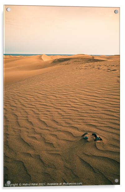 Layers of sand and footprints  on the dunes of Maspalomas, Gran Canaria, Canary Islands, Spain Acrylic by Mehul Patel