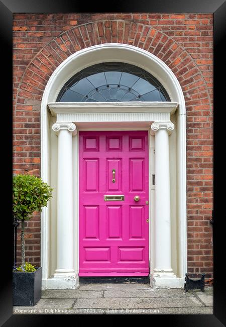 Pink georgian door in Dublin, Ireland Framed Print by Delphimages Art