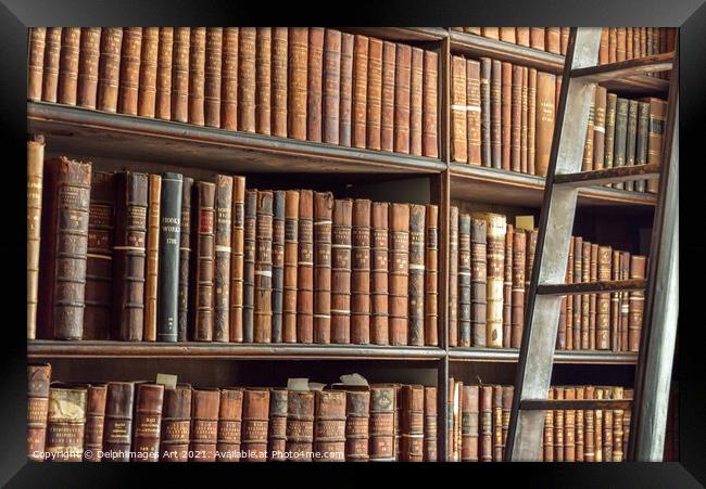 Books in Trinity College library, Dublin Framed Print by Delphimages Art
