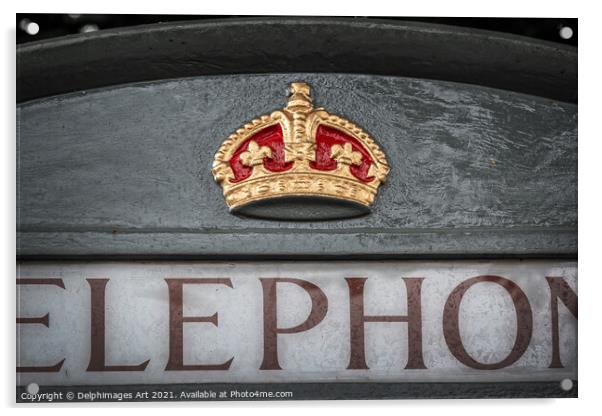 Royal crown on a telephone box in Bath Acrylic by Delphimages Art