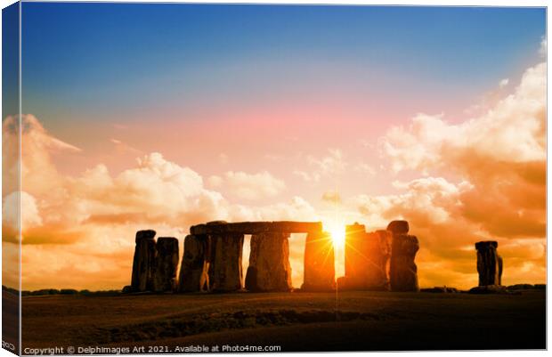 Stonehenge at sunset Canvas Print by Delphimages Art