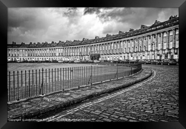 Royal crescent in Bath, Somerset, black and white Framed Print by Delphimages Art