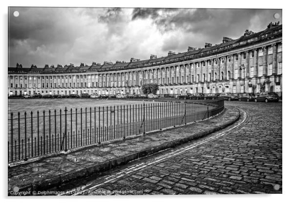 Royal crescent in Bath, Somerset, black and white Acrylic by Delphimages Art