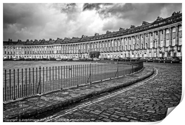 Royal crescent in Bath, Somerset, black and white Print by Delphimages Art