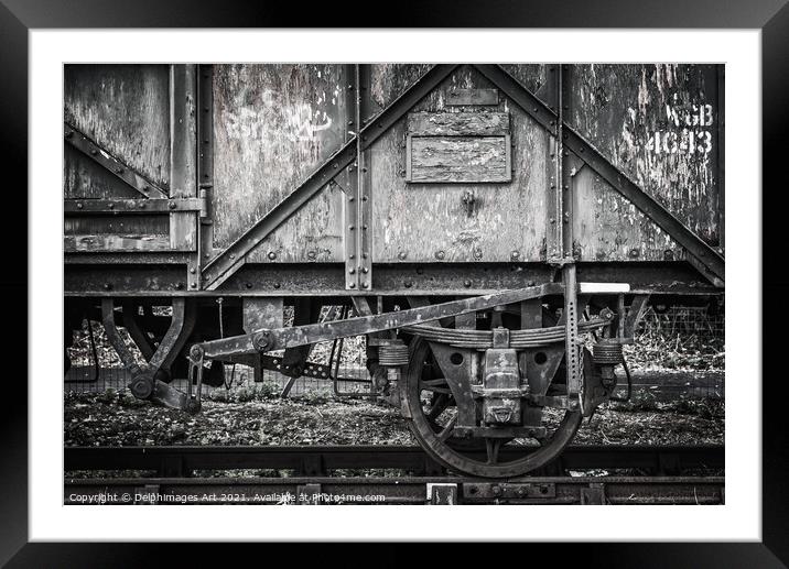 Wheel and mechanism of an old train in Bristol Framed Mounted Print by Delphimages Art