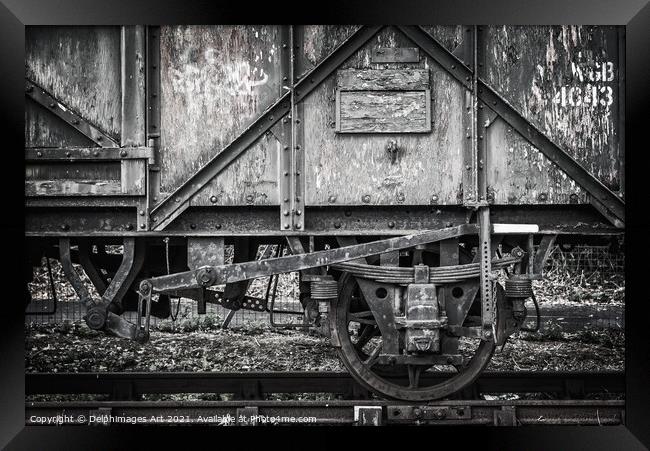 Wheel and mechanism of an old train in Bristol Framed Print by Delphimages Art