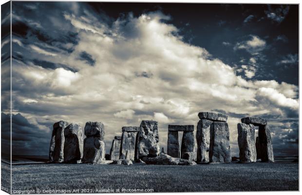 Stonehenge, monochrome Canvas Print by Delphimages Art