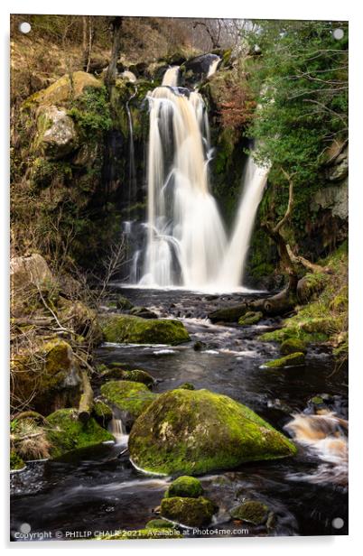 Waterfalls in Yorkshire, Posforth falls 468 Acrylic by PHILIP CHALK