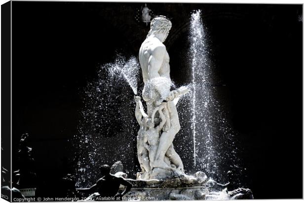 Fountain of Neptune Florence Canvas Print by John Henderson
