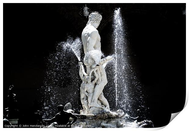 Fountain of Neptune Florence Print by John Henderson