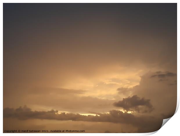 Brown golden cloudscape with cloud shapes. Print by Hanif Setiawan