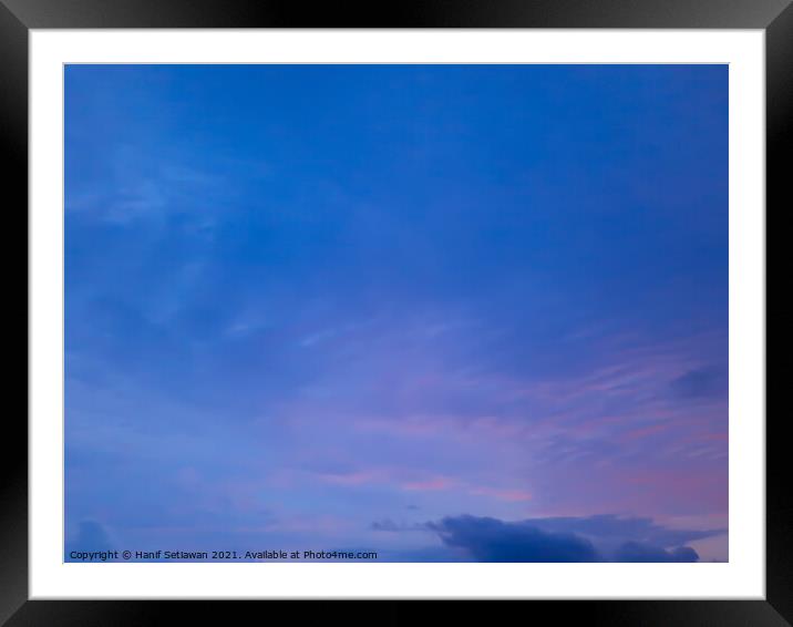 Blue cloudscape with cirrus sky. Framed Mounted Print by Hanif Setiawan