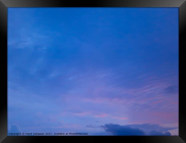 Blue cloudscape with cirrus sky. Framed Print by Hanif Setiawan