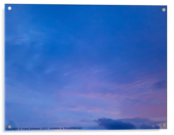 Blue cloudscape with cirrus sky. Acrylic by Hanif Setiawan