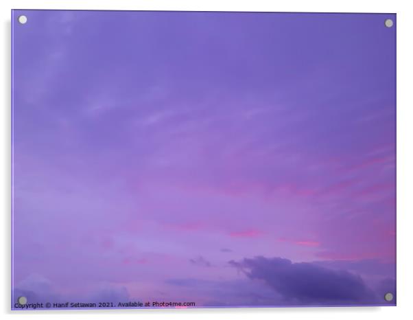 Pastel pink blue cloudscape with smooth cloud shapes. Acrylic by Hanif Setiawan