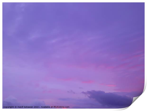 Pastel pink blue cloudscape with smooth cloud shapes. Print by Hanif Setiawan