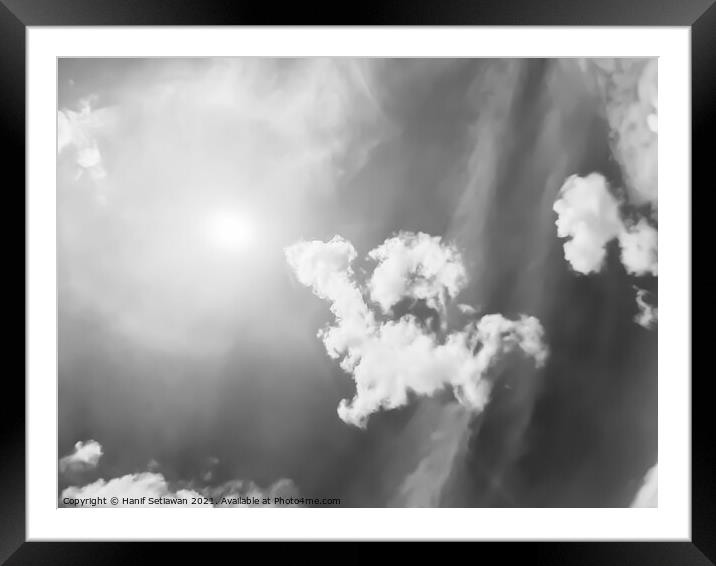 Fluffy cloud shape cloudscape in black and white. Framed Mounted Print by Hanif Setiawan