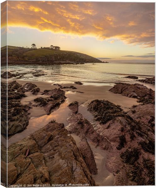 First Light at Talland Bay Cornwall Canvas Print by Jim Peters