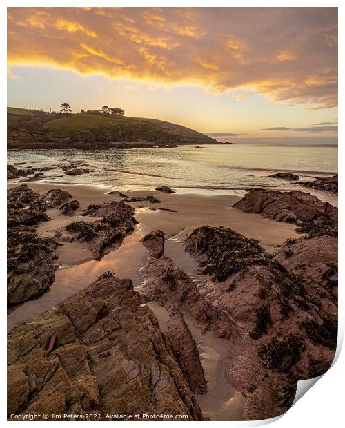 First Light at Talland Bay Cornwall Print by Jim Peters