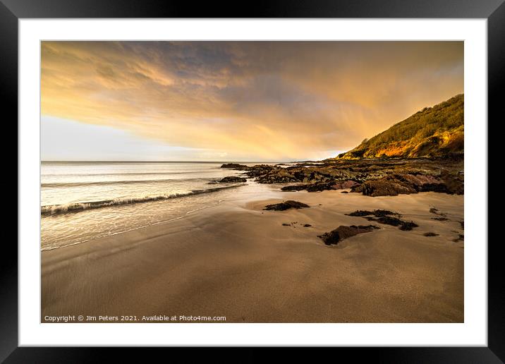 Sunrise on Talland Bay Beach South East Cornwall Framed Mounted Print by Jim Peters