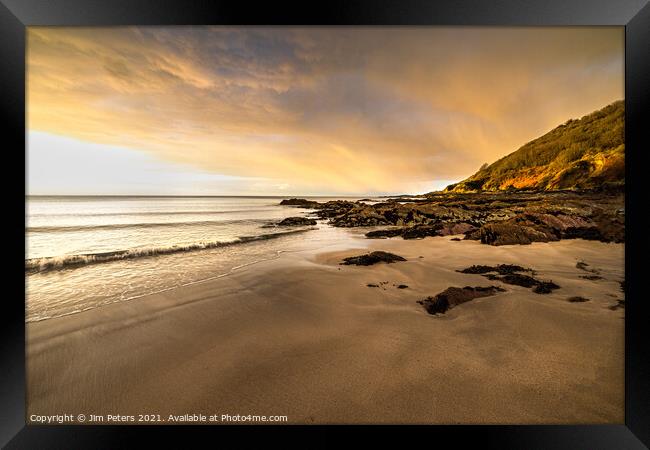 Sunrise on Talland Bay Beach South East Cornwall Framed Print by Jim Peters