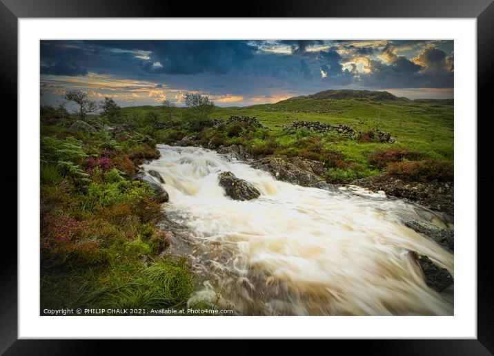 Glentrool waterfall in Scotland  Framed Mounted Print by PHILIP CHALK