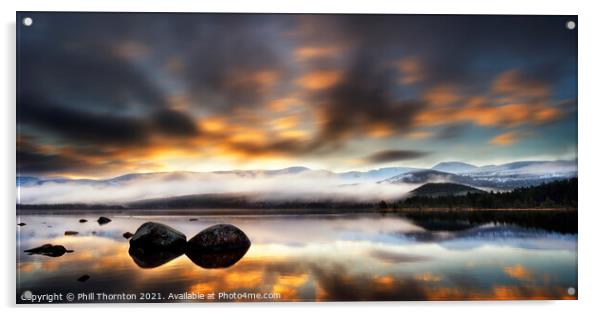 Serenity in Cairngorms Loch Morlich No.9 Acrylic by Phill Thornton