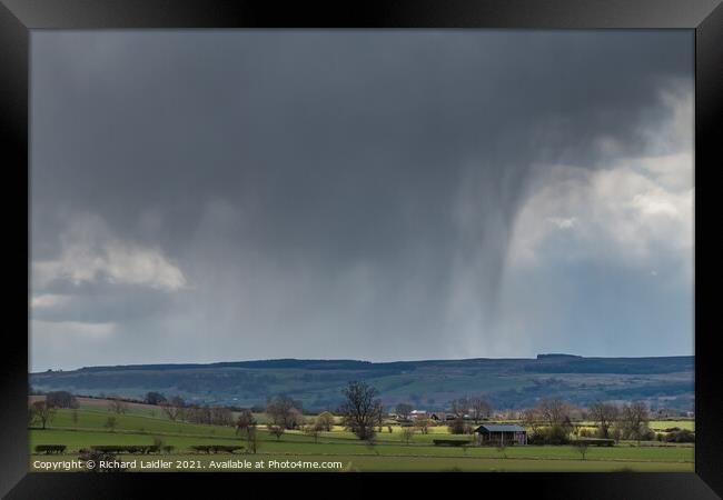 Snow Squall over Newsham Moor Framed Print by Richard Laidler