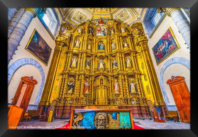 Altar Templo Santa Domingo Church Basilica Puebla Mexico Framed Print by William Perry