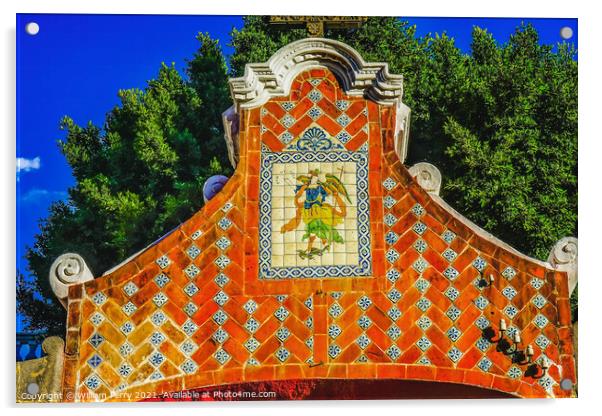 Angel Gate Santa Domingo Church Puebla Mexico Acrylic by William Perry