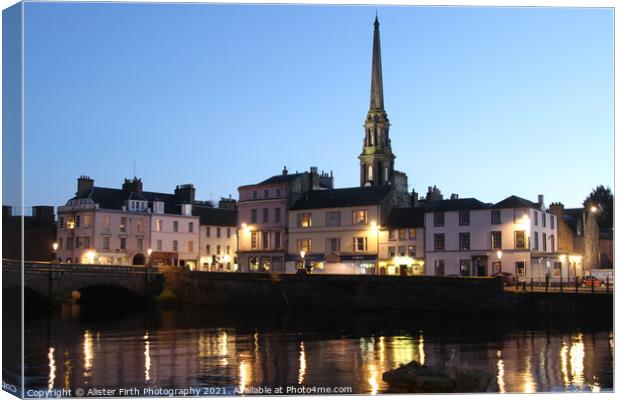 Ayr at Dusk -Spot the heron  Canvas Print by Alister Firth Photography