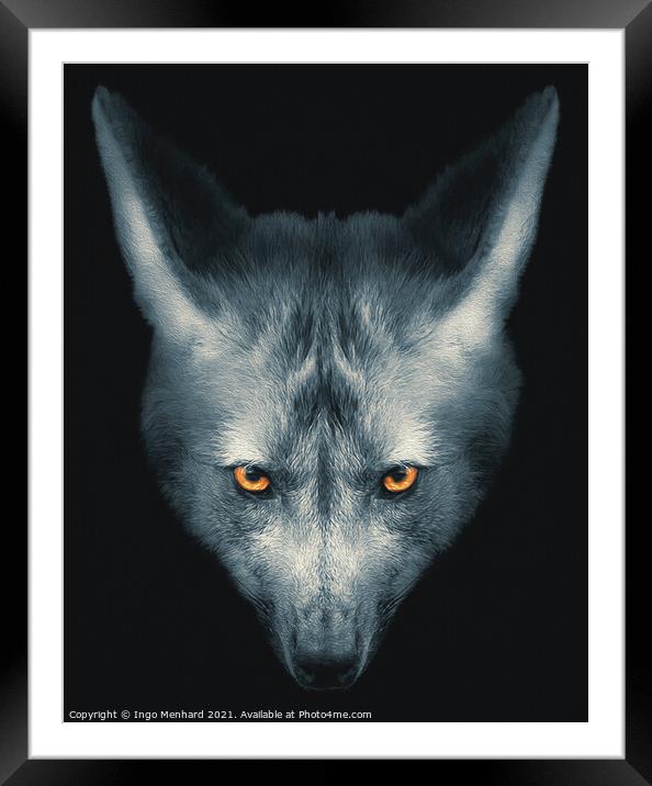 Wolf face portrait Framed Mounted Print by Ingo Menhard