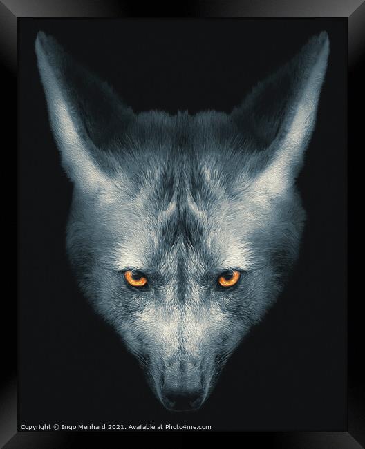 Wolf face portrait Framed Print by Ingo Menhard