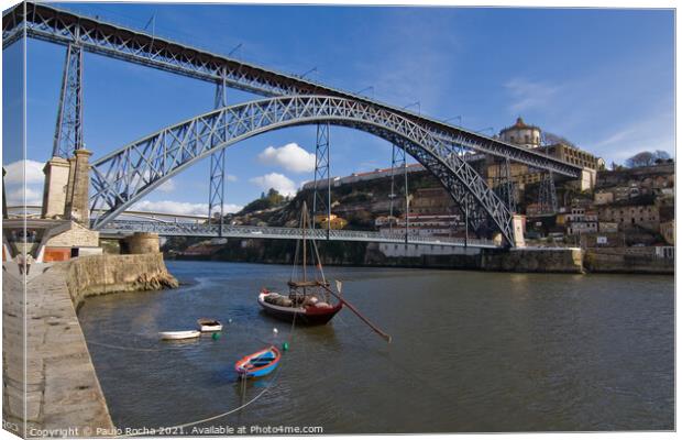 Dom Luís I Bridge over Douro river in Oporto Canvas Print by Paulo Rocha