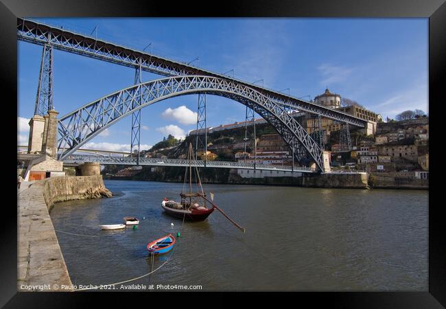 Dom Luís I Bridge over Douro river in Oporto Framed Print by Paulo Rocha
