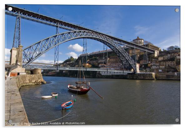 Dom Luís I Bridge over Douro river in Oporto Acrylic by Paulo Rocha