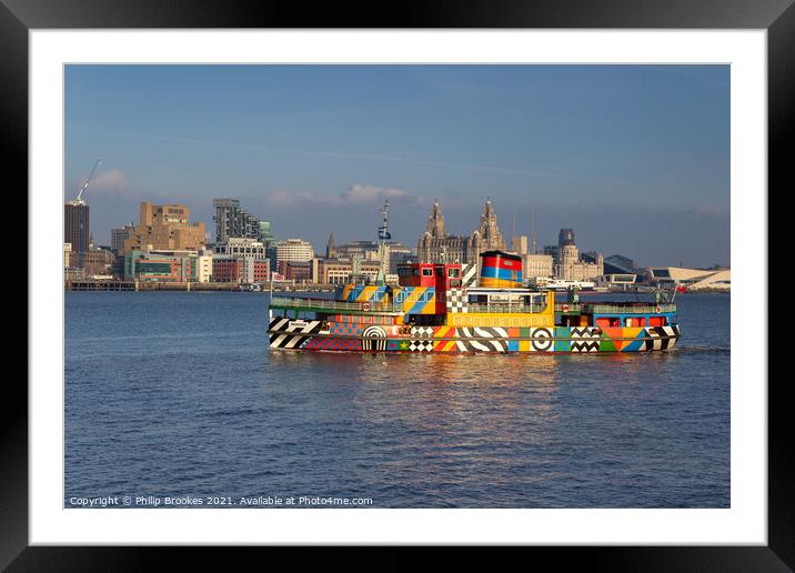 Snowdrop Ferry Crossing the River Mersey Framed Mounted Print by Philip Brookes