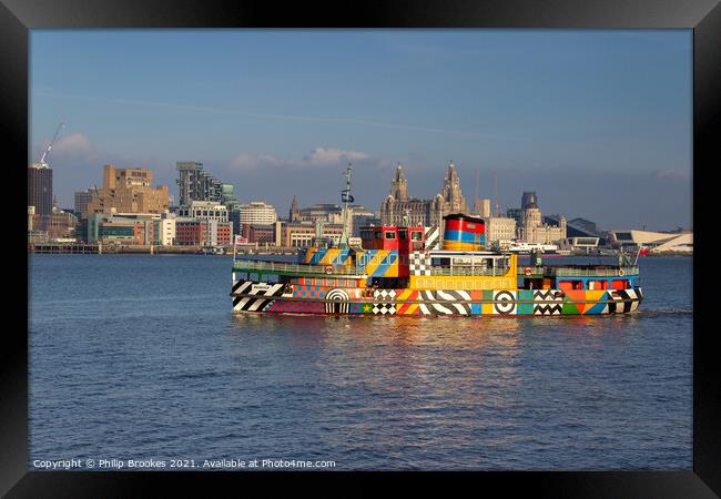Snowdrop Ferry Crossing the River Mersey Framed Print by Philip Brookes