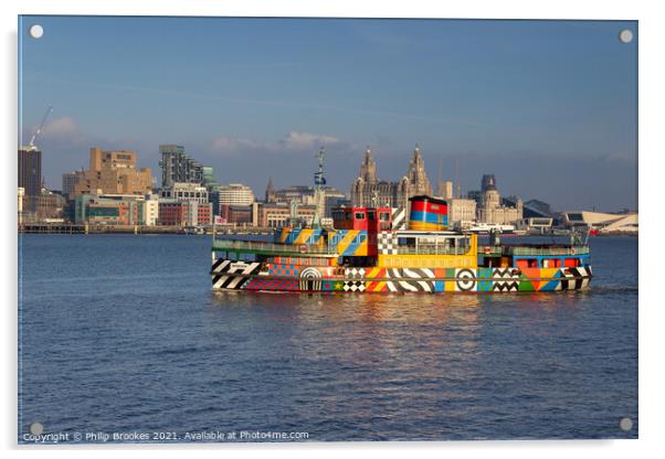 Snowdrop Ferry Crossing the River Mersey Acrylic by Philip Brookes
