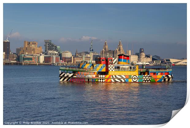 Snowdrop Ferry Crossing the River Mersey Print by Philip Brookes