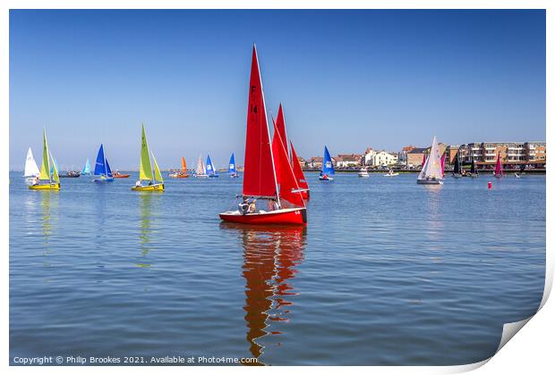 Sailing Boats on Marine Lake, West Kirby Print by Philip Brookes