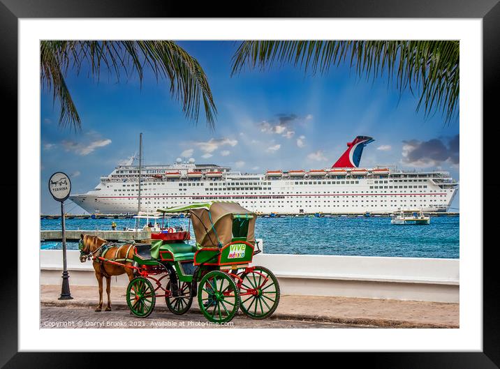 Horse and Buggy by Luxury Cruise Ship Framed Mounted Print by Darryl Brooks