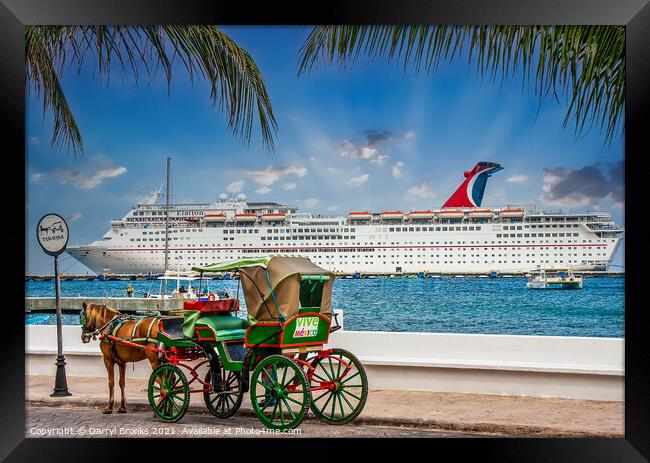 Horse and Buggy by Luxury Cruise Ship Framed Print by Darryl Brooks