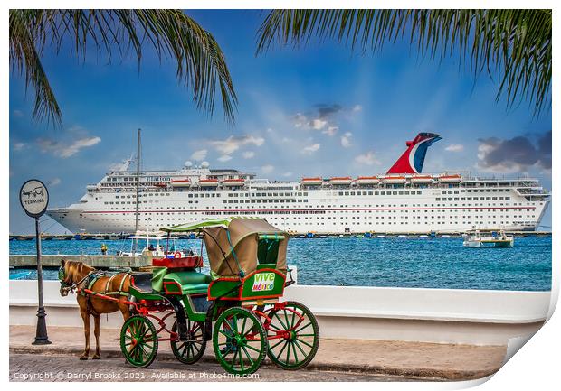 Horse and Buggy by Luxury Cruise Ship Print by Darryl Brooks