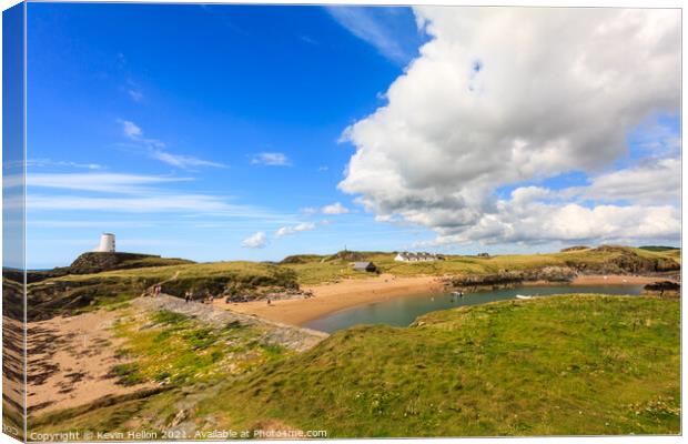 View of Twr Mawr lighthouse and pilot's cottages Canvas Print by Kevin Hellon