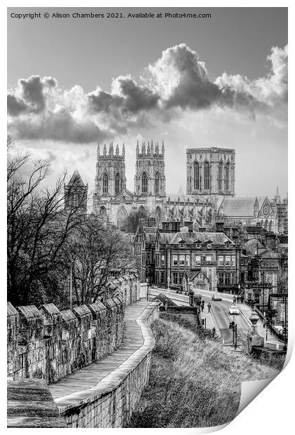 York Minster Black and White  Print by Alison Chambers