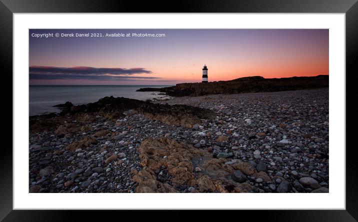 Afterglow at Trwyn Du Lighthouse, Penmon, Anglesey Framed Mounted Print by Derek Daniel