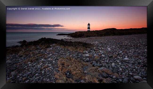 Afterglow at Trwyn Du Lighthouse, Penmon, Anglesey Framed Print by Derek Daniel