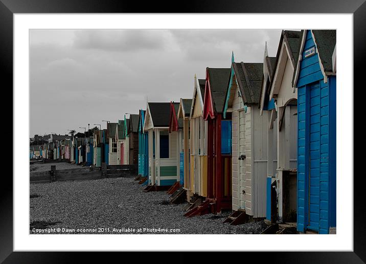 Southend on Sea Beach Huts Framed Mounted Print by Dawn O'Connor